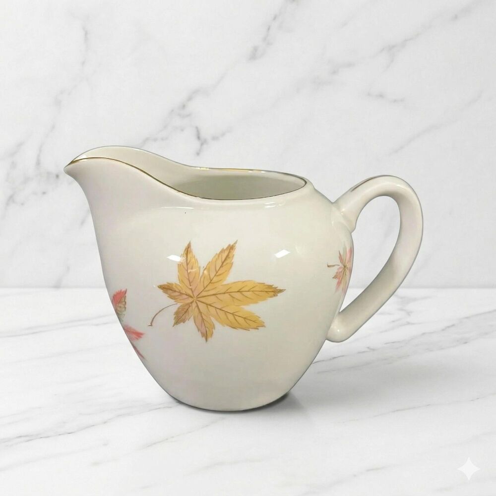 Vintage Royal Ming Japan Maple Leaves Creamer Fine China Gold Trim Autumn Decor